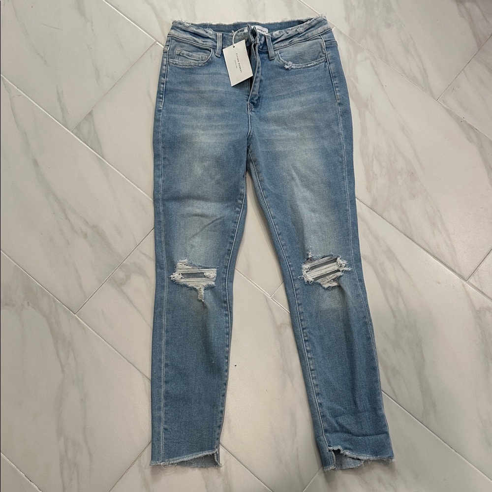 Stylish Distressed Blue Jeans